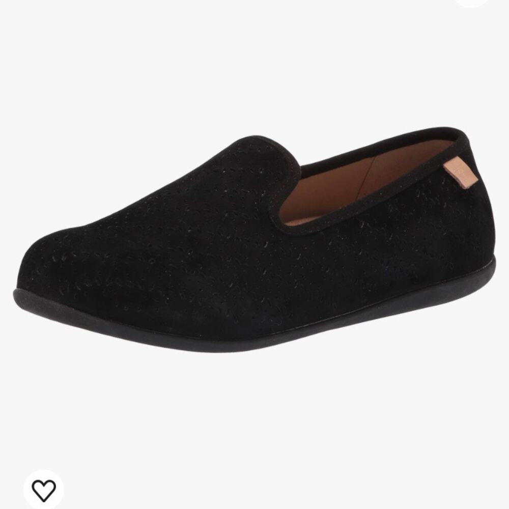 Spenco Black Perforated Suede Leather Bailey Ballet Slip On Flat Sz.8.5B